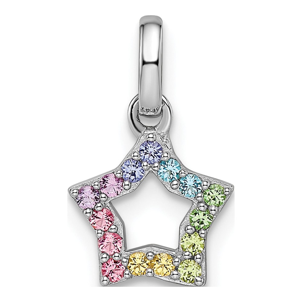 Sterling Silver Crystal Girls' Rainbow Star Pendant