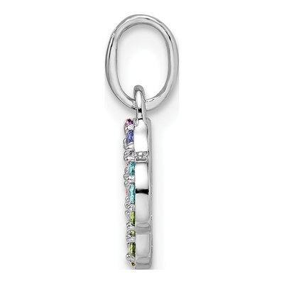 Sterling Silver Crystal Girls' Rainbow Clover Pendant – view 3