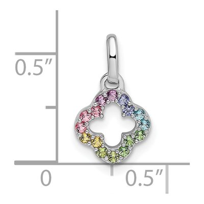 Sterling Silver Crystal Girls' Rainbow Clover Pendant – view 4