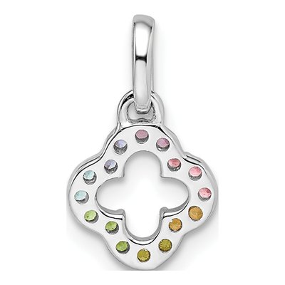Sterling Silver Crystal Girls' Rainbow Clover Pendant – view 5
