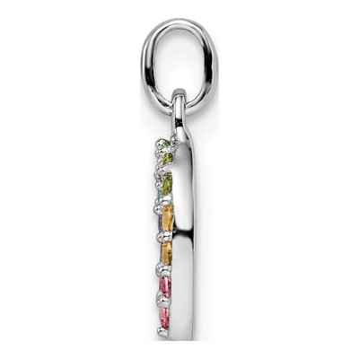 Sterling Silver Crystal Girls' Rainbow Horseshoe Pendant – view 3