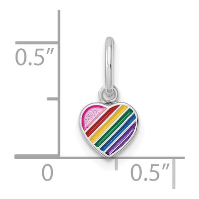 Sterling Silver Girls' Rainbow Enamel Heart Pendant – view 4
