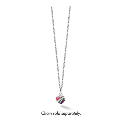Sterling Silver Girls' Rainbow Enamel Heart Pendant – view 6