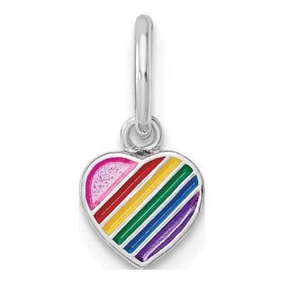 Sterling Silver Girls' Rainbow Enamel Heart Pendant