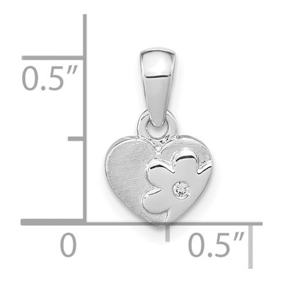 Sterling Silver CZ Girls' Flower Heart Pendant – view 4