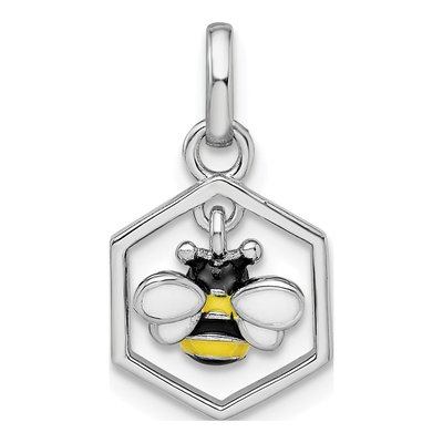 Sterling Silver Girls' Enameled Bee Hive Pendant