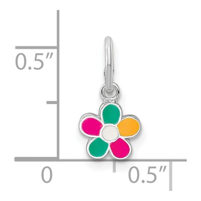 Sterling Silver Girls' Enameled Flower Pendant – view 4