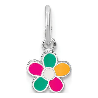 Sterling Silver Girls' Enameled Flower Pendant