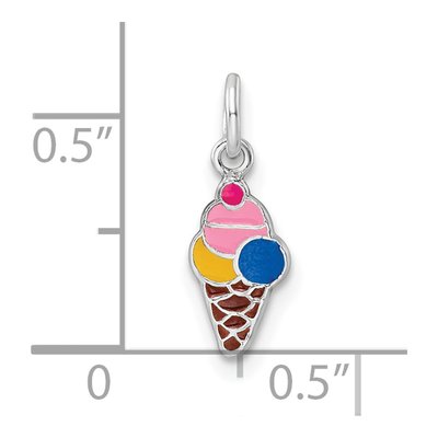 Sterling Silver Girls' Enamel Ice Cream Pendant – view 4