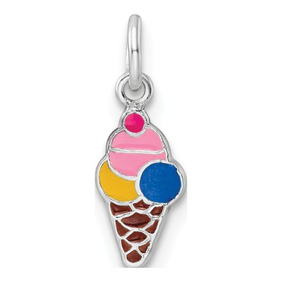 Sterling Silver Girls' Enamel Ice Cream Pendant