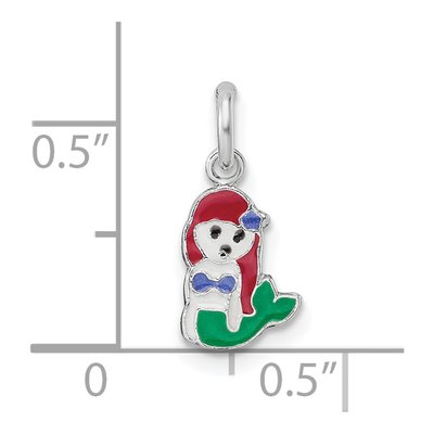Sterling Silver Girl's Enamel Mermaid Pendant – view 4