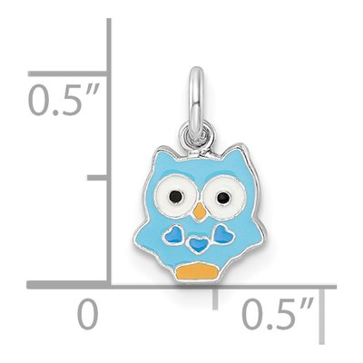 Sterling Silver Multi-Color Enameled Owl Children's Pendant – view 4
