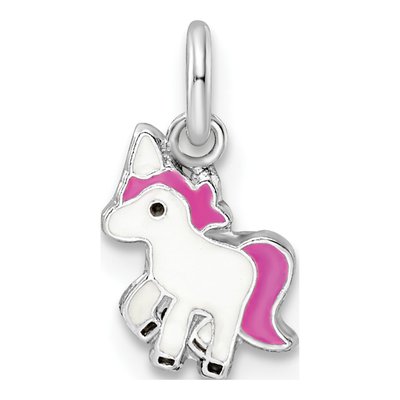 Sterling Silver Girls' Enamel Unicorn Pendant