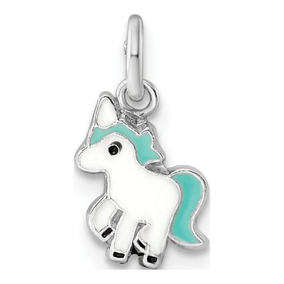 Sterling Silver Girls' Enamel Unicorn Pendant