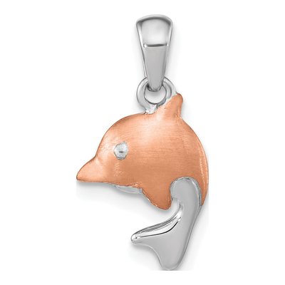Rose Gold-Plated Sterling Silver Girls' Dolphin Pendant