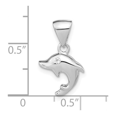 Sterling Silver CZ Girls' Dolphin Pendant – view 3