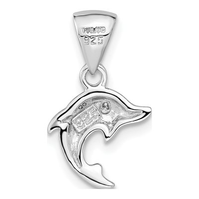 Sterling Silver CZ Girls' Dolphin Pendant – view 4