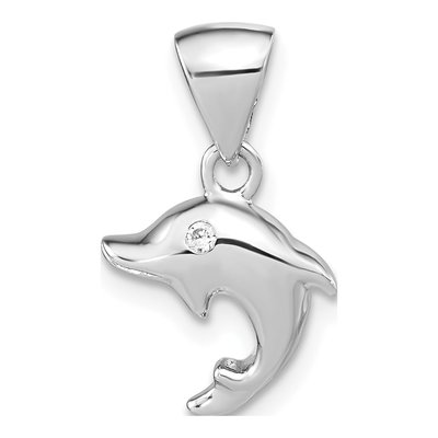 Sterling Silver CZ Girls' Dolphin Pendant