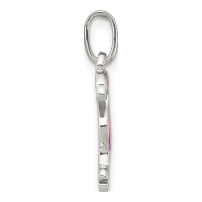 Sterling Silver Girl's Enamel Flamingo Pendant – view 3