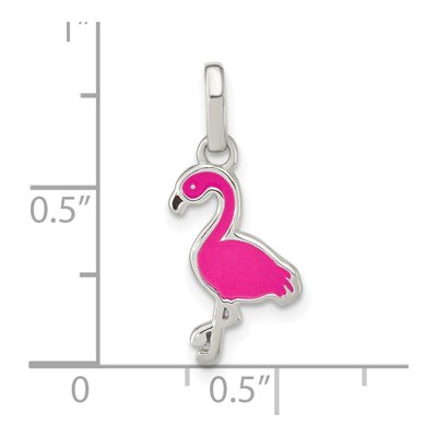 Sterling Silver Girl's Enamel Flamingo Pendant – view 4