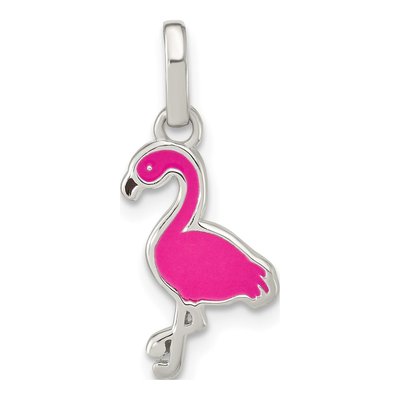 Sterling Silver Girl's Enamel Flamingo Pendant