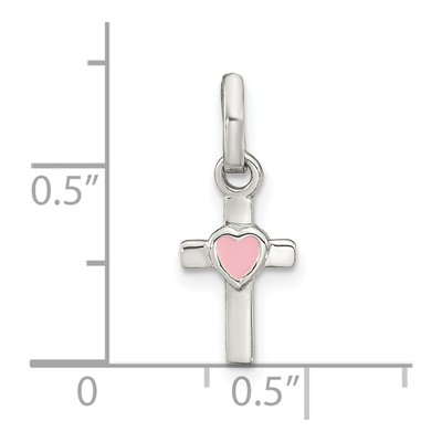 Sterling Silver Girl's Cross Pink Enamel Pendant – view 4