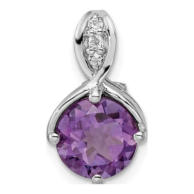 Sterling Silver Amethyst & White Topaz Circle Pendant