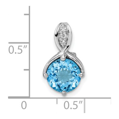 Sterling Silver Swiss Blue Topaz & White Topaz Circle Pendant – view 4