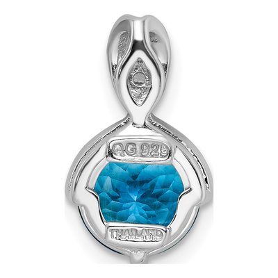 Sterling Silver Swiss Blue Topaz & White Topaz Circle Pendant – view 5
