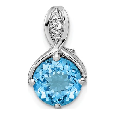 Sterling Silver Swiss Blue Topaz & White Topaz Circle Pendant
