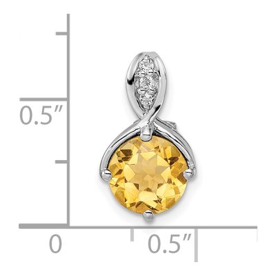 Sterling Silver Citrine & White Topaz Circle Pendant – view 4