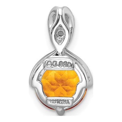 Sterling Silver Citrine & White Topaz Circle Pendant – view 5