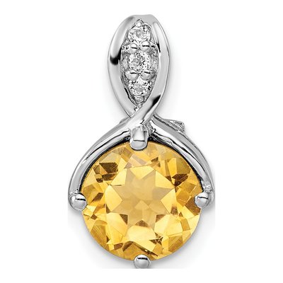 Sterling Silver Citrine & White Topaz Circle Pendant