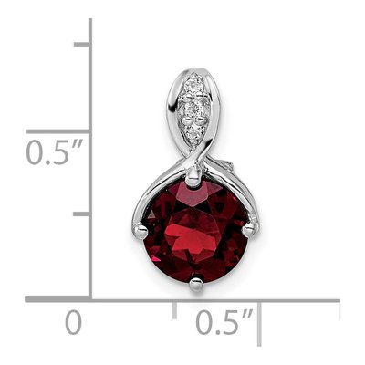 Sterling Silver Garnet & White Topaz Circle Pendant – view 4