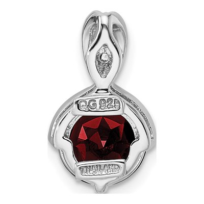 Sterling Silver Garnet & White Topaz Circle Pendant – view 5