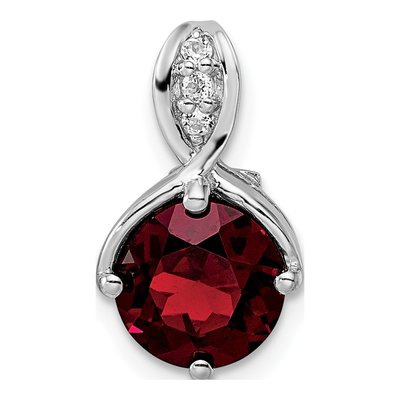 Sterling Silver Garnet & White Topaz Circle Pendant