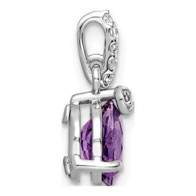 Sterling Silver Amethyst & White Topaz Circle Pendant – view 3