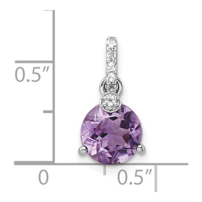 Sterling Silver Amethyst & White Topaz Circle Pendant – view 4