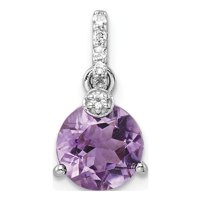 Sterling Silver Amethyst & White Topaz Circle Pendant