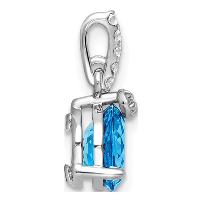 Sterling Silver Swiss Blue Topaz & White Topaz Circle Pendant – view 3