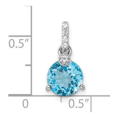 Sterling Silver Swiss Blue Topaz & White Topaz Circle Pendant – view 4