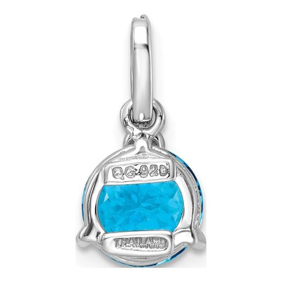 Sterling Silver Swiss Blue Topaz & White Topaz Circle Pendant – view 5