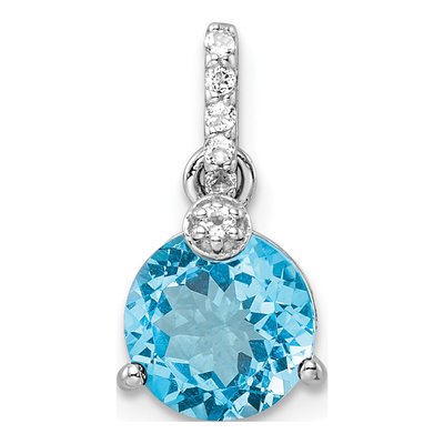 Sterling Silver Swiss Blue Topaz & White Topaz Circle Pendant