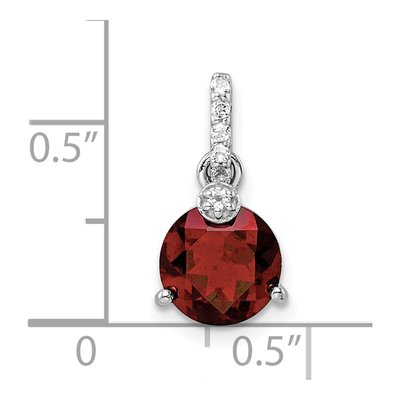 Sterling Silver Garnet & White Topaz Circle Pendant – view 4