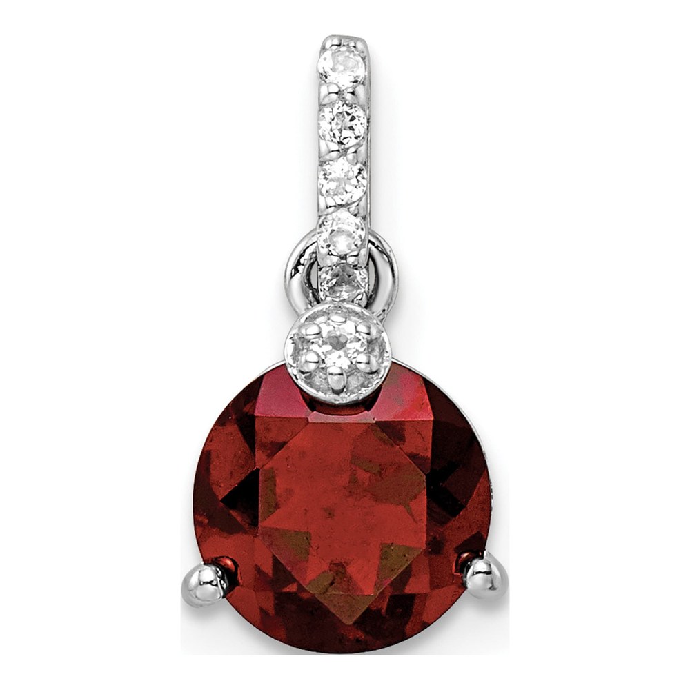 Sterling Silver Garnet & White Topaz Circle Pendant
