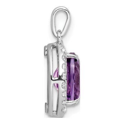 Sterling Silver Amethyst & White Topaz Oval Pendant – view 3