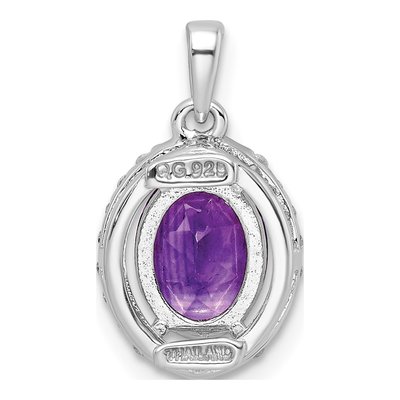 Sterling Silver Amethyst & White Topaz Oval Pendant – view 5