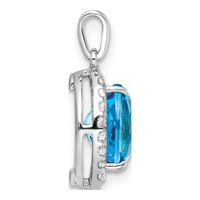Sterling Silver Swiss Blue Topaz & White Topaz Oval Pendant – view 3