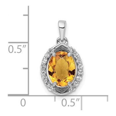 Sterling Silver Citrine & White Topaz Oval 1.86t.w Pendant – view 4