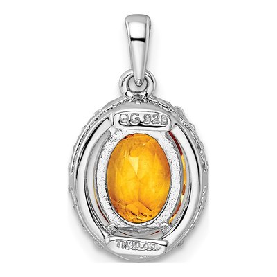 Sterling Silver Citrine & White Topaz Oval 1.86t.w Pendant – view 5